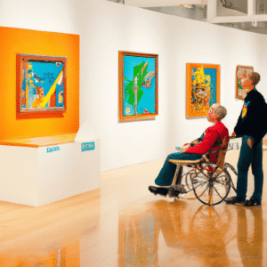 Exemplo de galeria de arte promovendo design emergente e inclusão