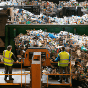 Reciclagem inovadora de resíduos industriais – ilustração de conceito avançado