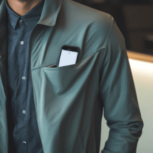 Exemplo de vestuário tecnológico com iPhone Pocket